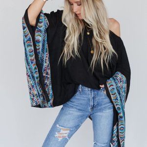 FALLON EMBROIDERED SLEEVE PONCHO